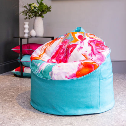 Cardinal Marbles Filled Bean Bag in Cerise / Citrus