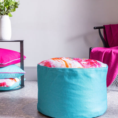 Ulster Weavers Cardinal Marble Pouffe Foot Stool (Linen Blend, Cerise Pink)