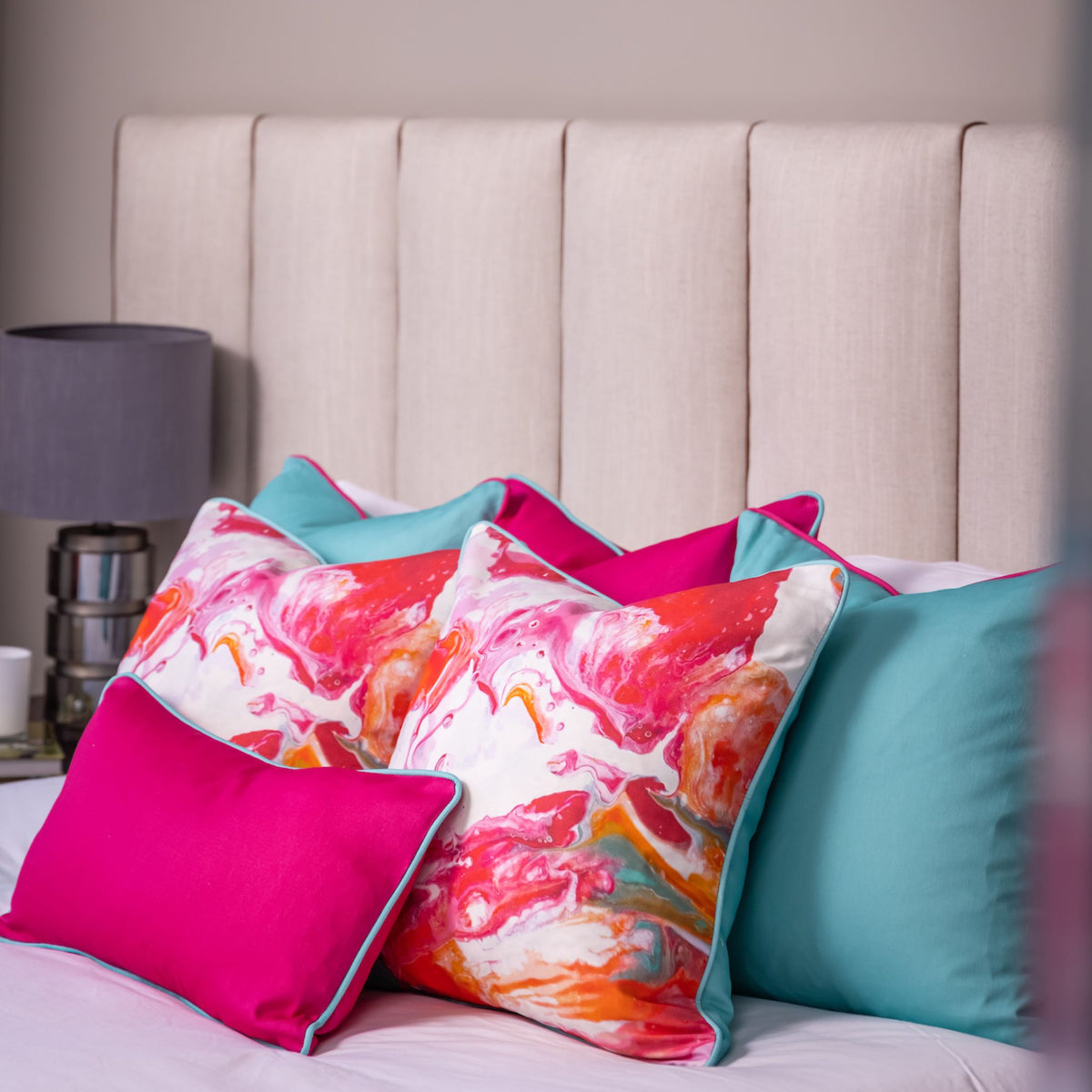 Cardinal Marbles Cushion in Cerise 50 x 30cm