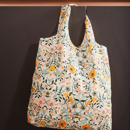 Bee Bloom Foldable Tote Bag Medium in Multicolour