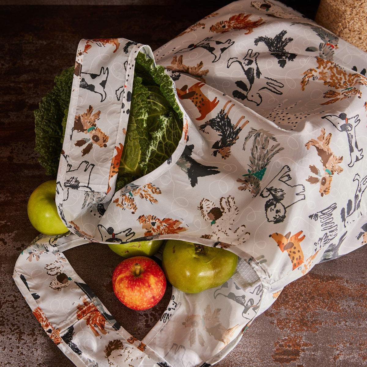 Dog Days Foldable Tote Bag Medium in Grey