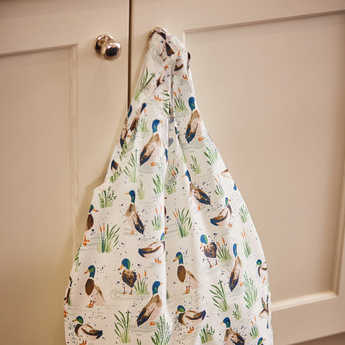 Farmhouse Ducks Foldable Tote Bag Medium in Sage