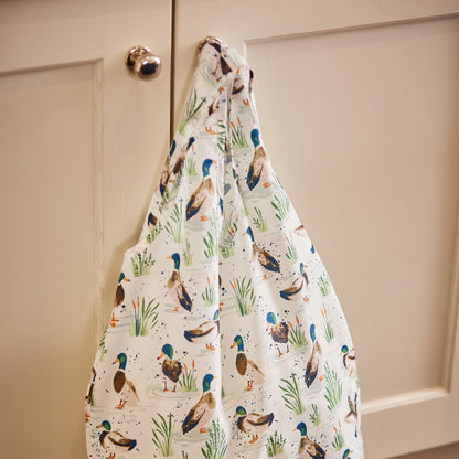 Farmhouse Ducks Foldable Tote Bag Medium in Sage