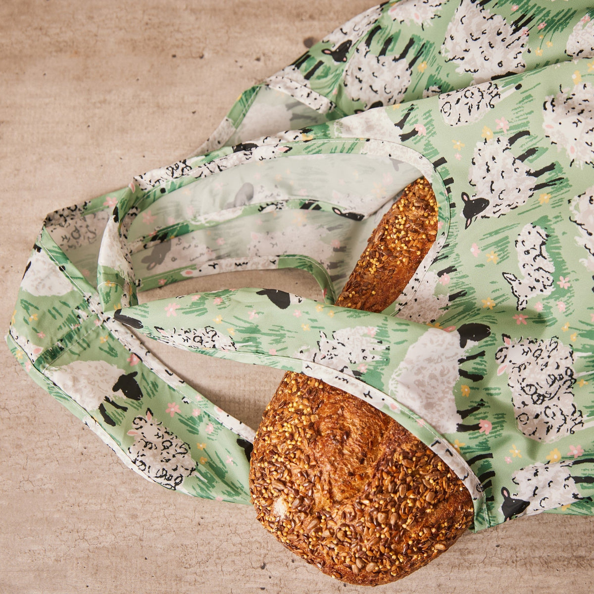 Woolly Sheep Foldable Tote Bag Medium in Green
