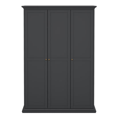 Paris Wardrobe with 3 Doors in Matt Grey