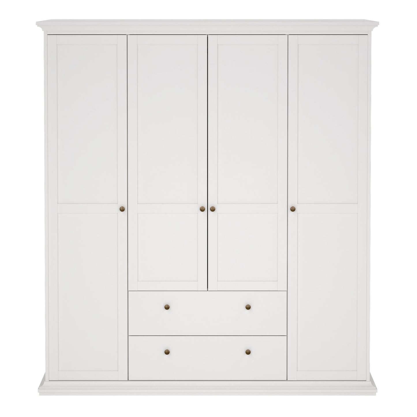 Paris Wardrobe with 4 Doors and 2 Drawers in White