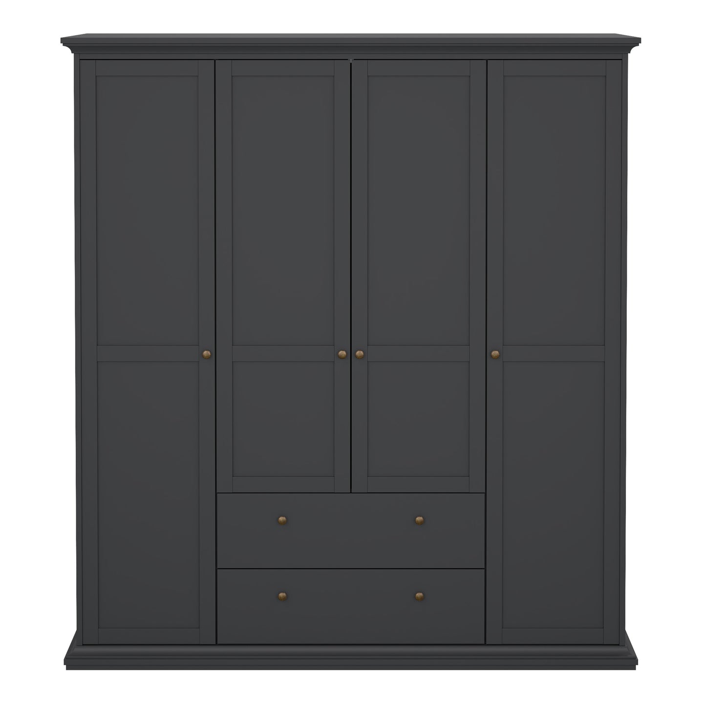 Paris Wardrobe with 4 Doors and 2 Drawers in Matt Grey