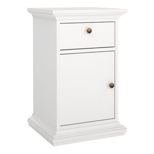 Paris Nightstand 1 Door + 1 Drawer in White