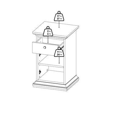 Paris Nightstand 1 Door + 1 Drawer in Matt Grey