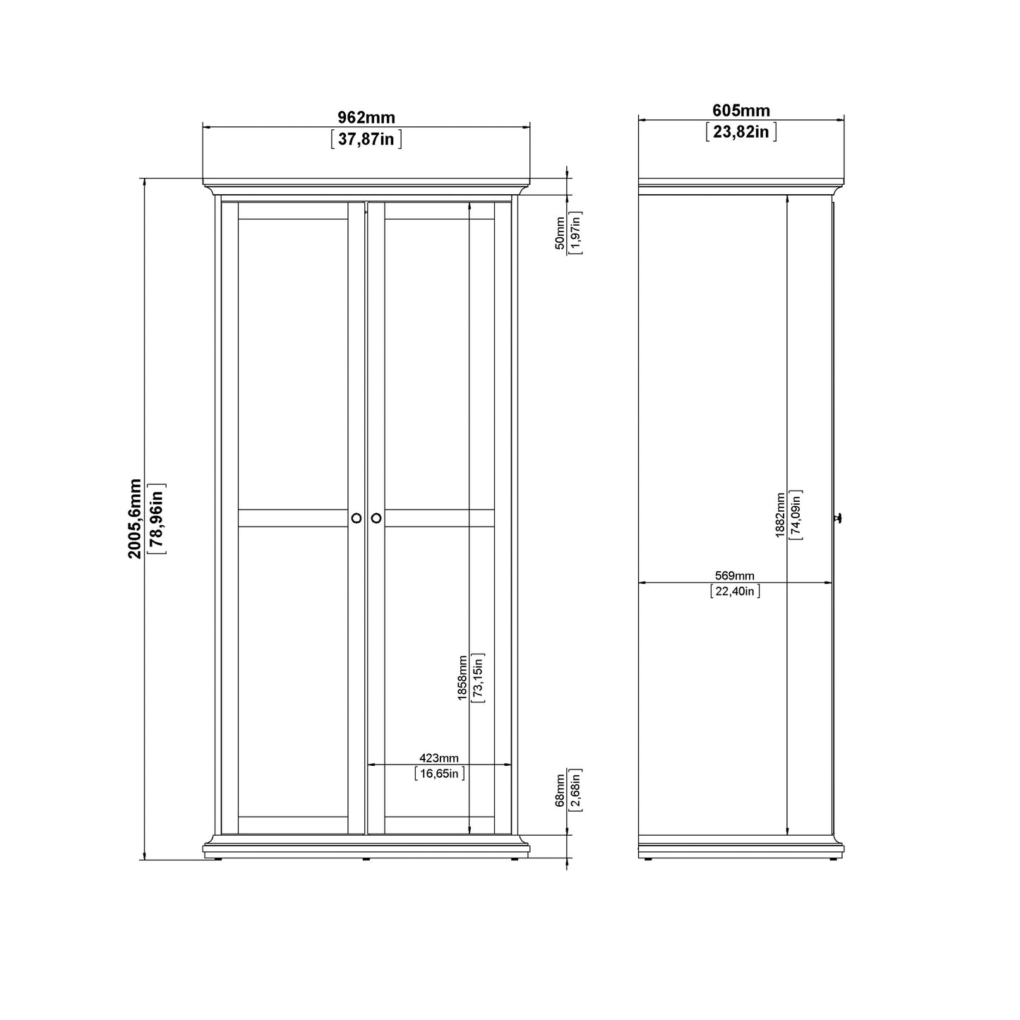 Paris Bedroom Package in Matt Grey