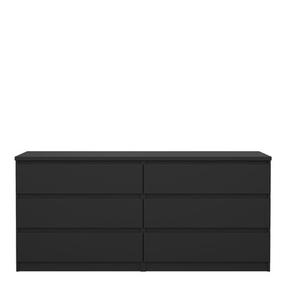Naia Wide Chest of 6 Drawers (3+3) in Black Matt