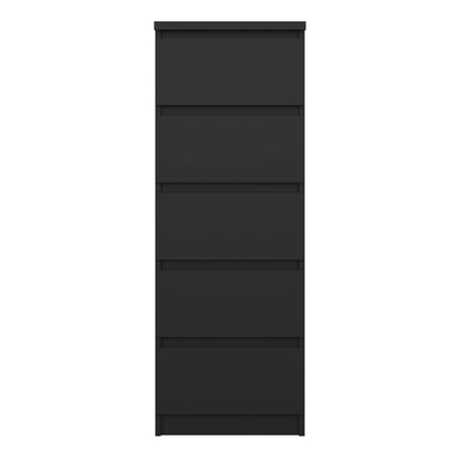 Naia Narrow Chest of 5 Drawers in Black Matt