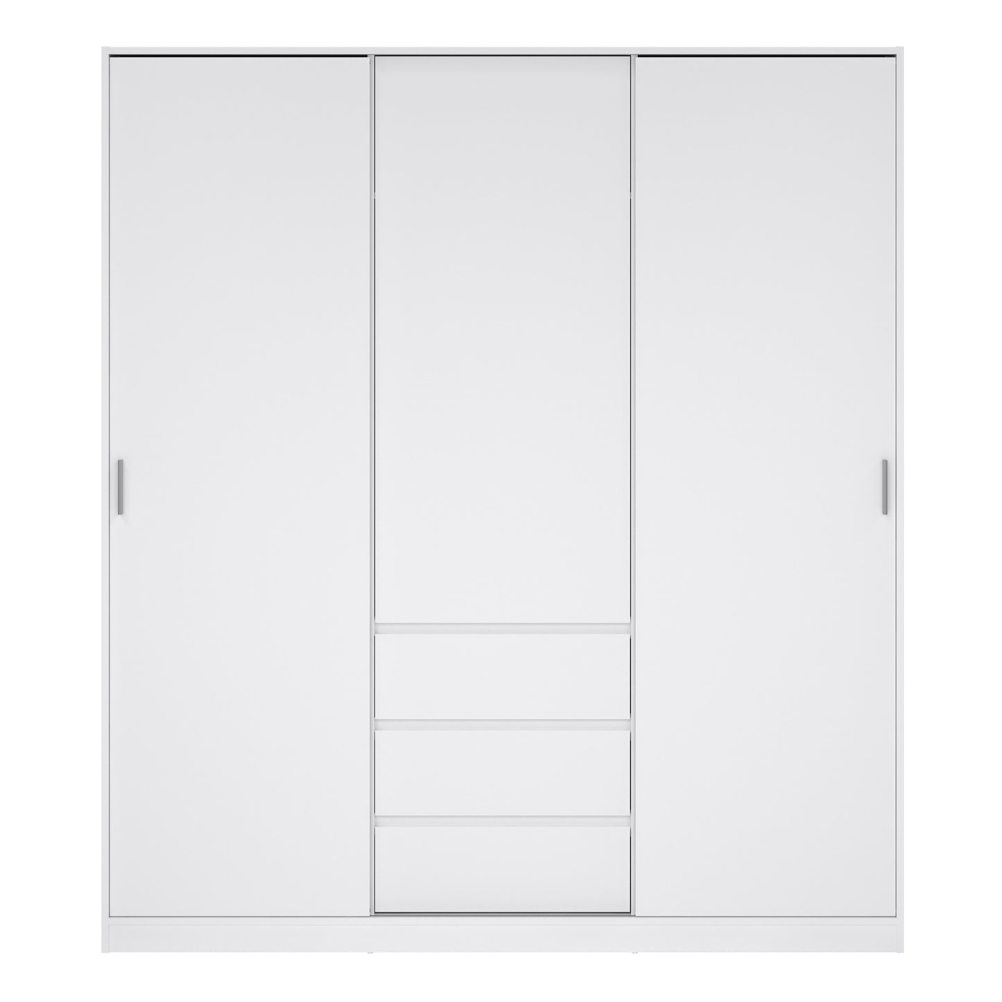 Naia Wardrobe with 2 Sliding Doors 1 Door 3 Drawers in White High Gloss