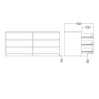 Naia Wide Chest of 6 Drawers (3+3) in Jackson Hickory Oak