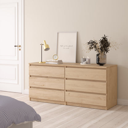 Naia Wide Chest of 6 Drawers (3+3) in Jackson Hickory Oak