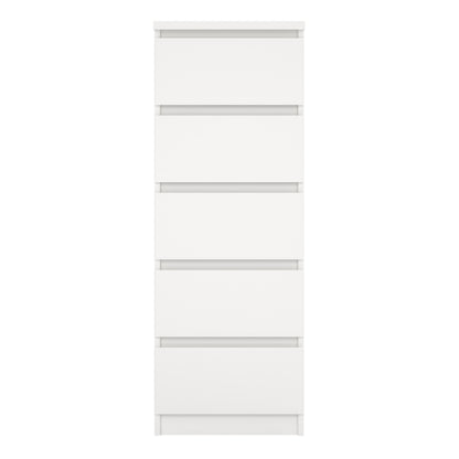 Naia Narrow Chest of 5 Drawers in White