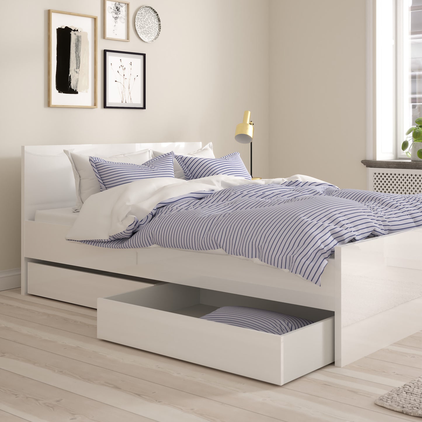 Naia Set of 2 Underbed Drawers in White High Gloss