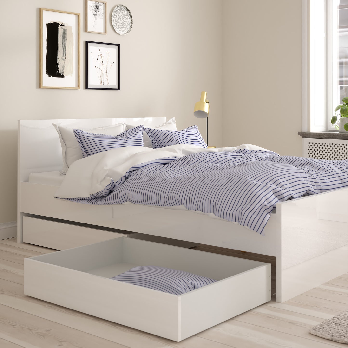 Naia Set of 2 Underbed Drawers in White High Gloss