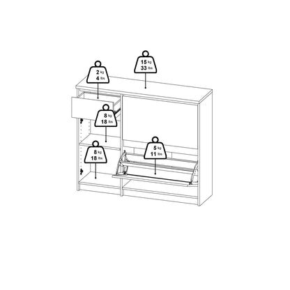 Naia Shoe Cabinet with 2 Flip Down Doors 1 Door and 1 Drawer in Jackson Hickory Oak