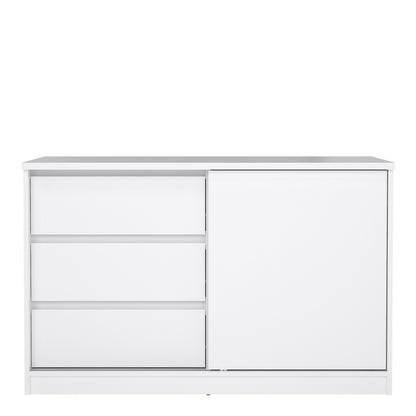 Naia Storage Unit with 1 Sliding Door and 3 Drawers in White High Gloss