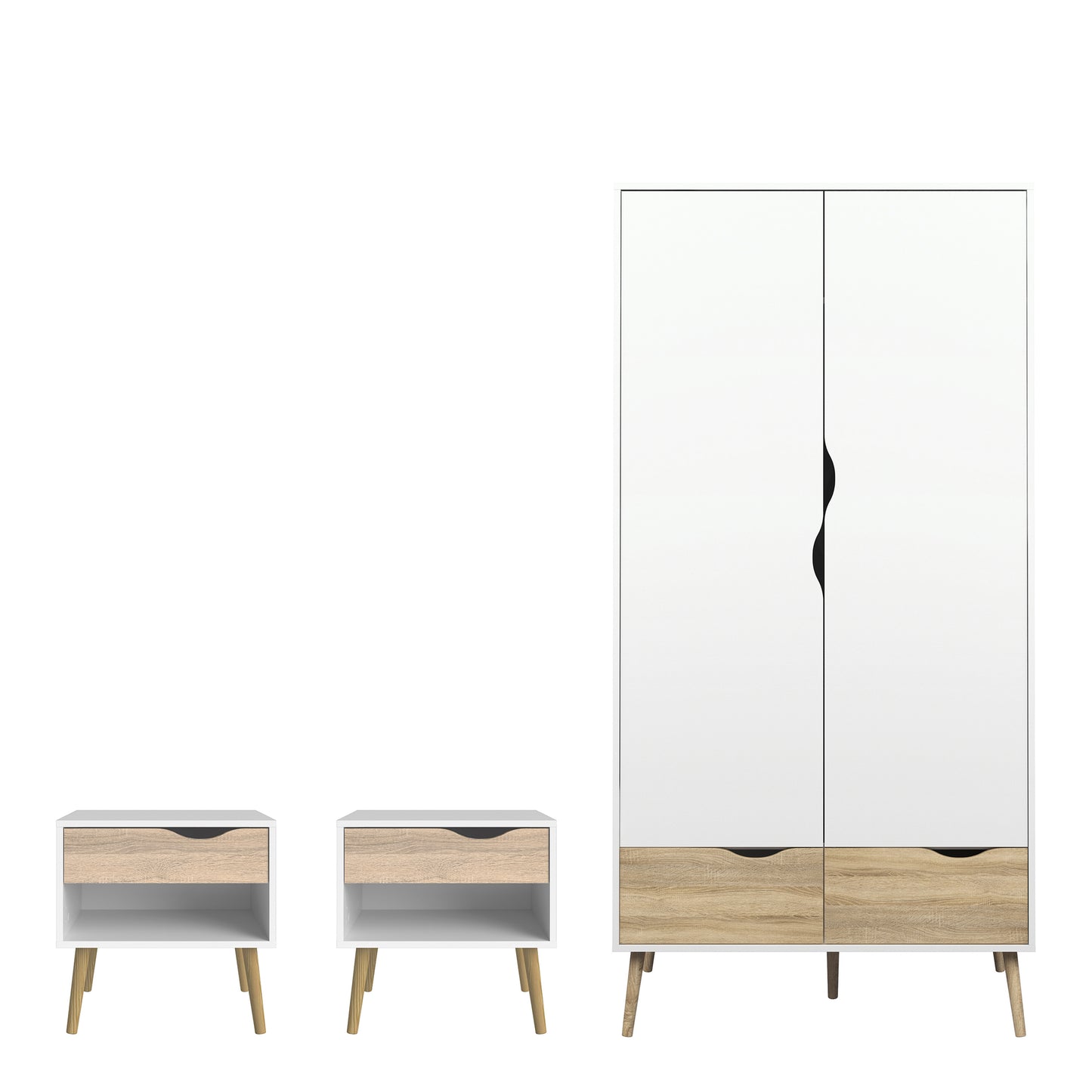Oslo 3 Piece Bedroom Set in White & Oak