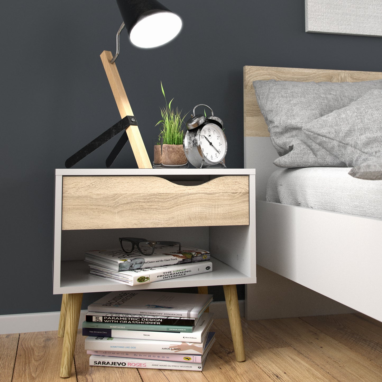 Oslo 3 Piece Bedroom Set in White & Oak
