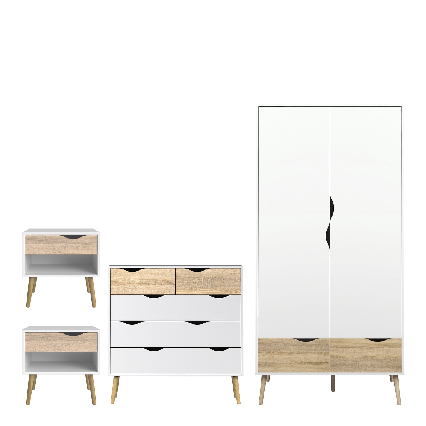 Oslo 4 Piece Bedroom Set in White & Oak