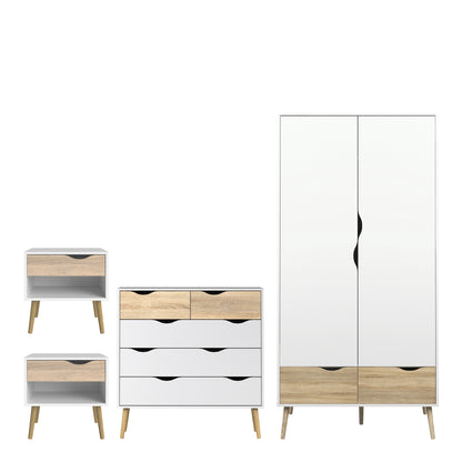Oslo 4 Piece Bedroom Set in White & Oak