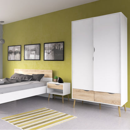 Oslo 4 Piece Bedroom Set in White & Oak