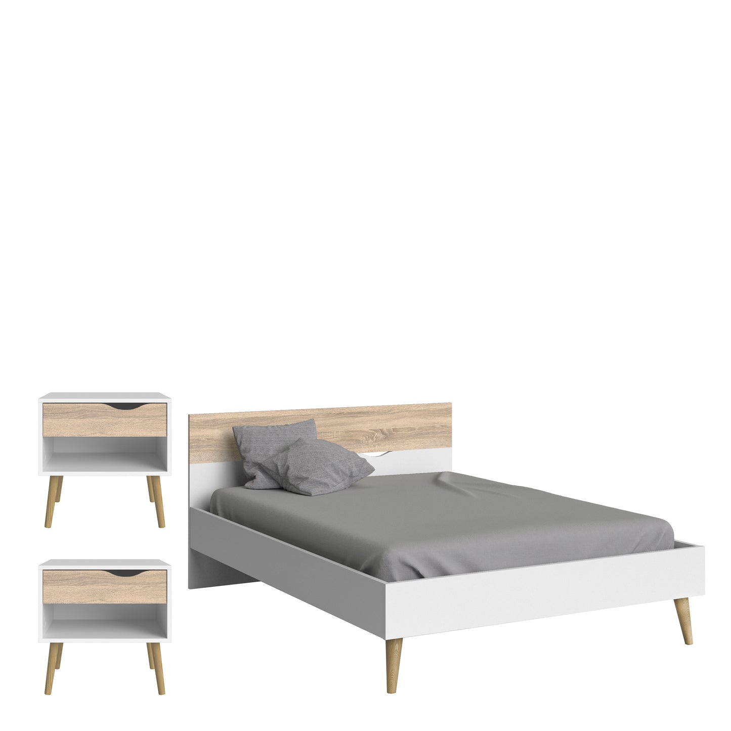 Oslo 3 Piece Bedroom Set in Dbl Bed White & Oak