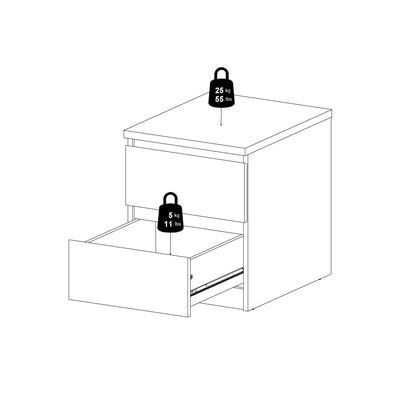Naia Bedside 2 drawers in White high gloss