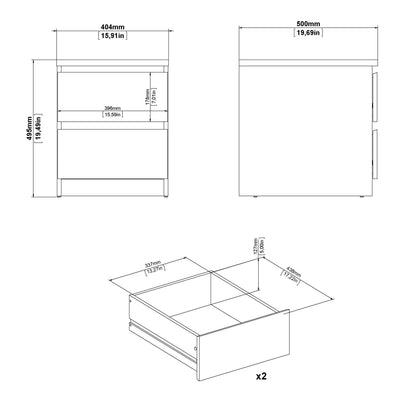 Naia Bedside 2 drawers in White high gloss