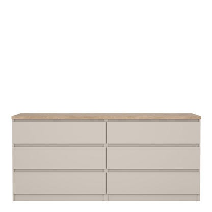 Naia Wide Chest of 6 Drawers (3+3) in Cashmere Jackson Hickory