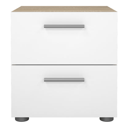 Pepe Bedside 2 Drawers in Oak with White High Gloss