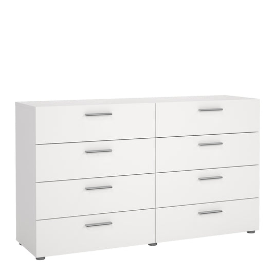 Pepe Wide Chest of 8 Drawers (4+4) in White