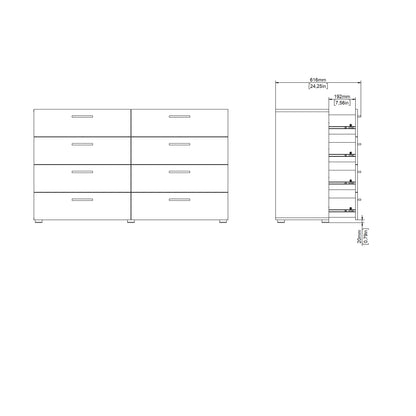 Pepe Wide Chest of 8 Drawers (4+4) in White