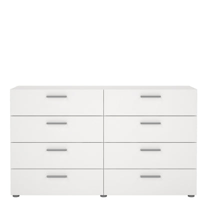 Pepe Wide Chest of 8 Drawers (4+4) in White