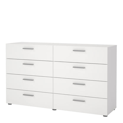 Pepe Wide Chest of 8 Drawers (4+4) in White