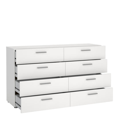 Pepe Wide Chest of 8 Drawers (4+4) in White