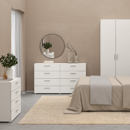 Pepe Wide Chest of 8 Drawers (4+4) in White