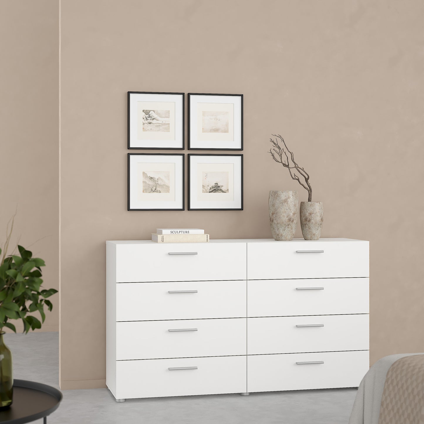 Pepe Wide Chest of 8 Drawers (4+4) in White