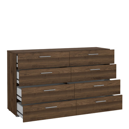 Pepe Wide Chest of 8 Drawers (4+4) in Walnut