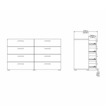 Pepe Wide Chest of 8 Drawers in Black