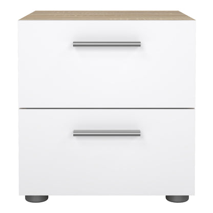 Pepe Bedside 2 Drawers in Oak structure/White High Gloss