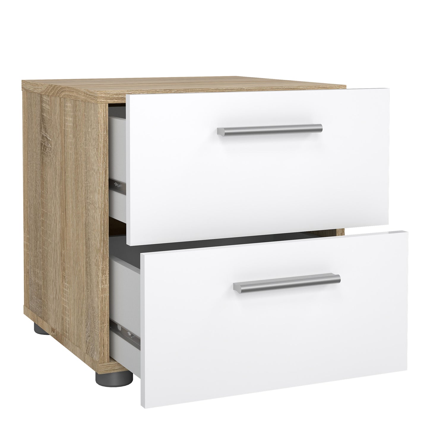 Pepe Bedside 2 Drawers in Oak structure/White High Gloss