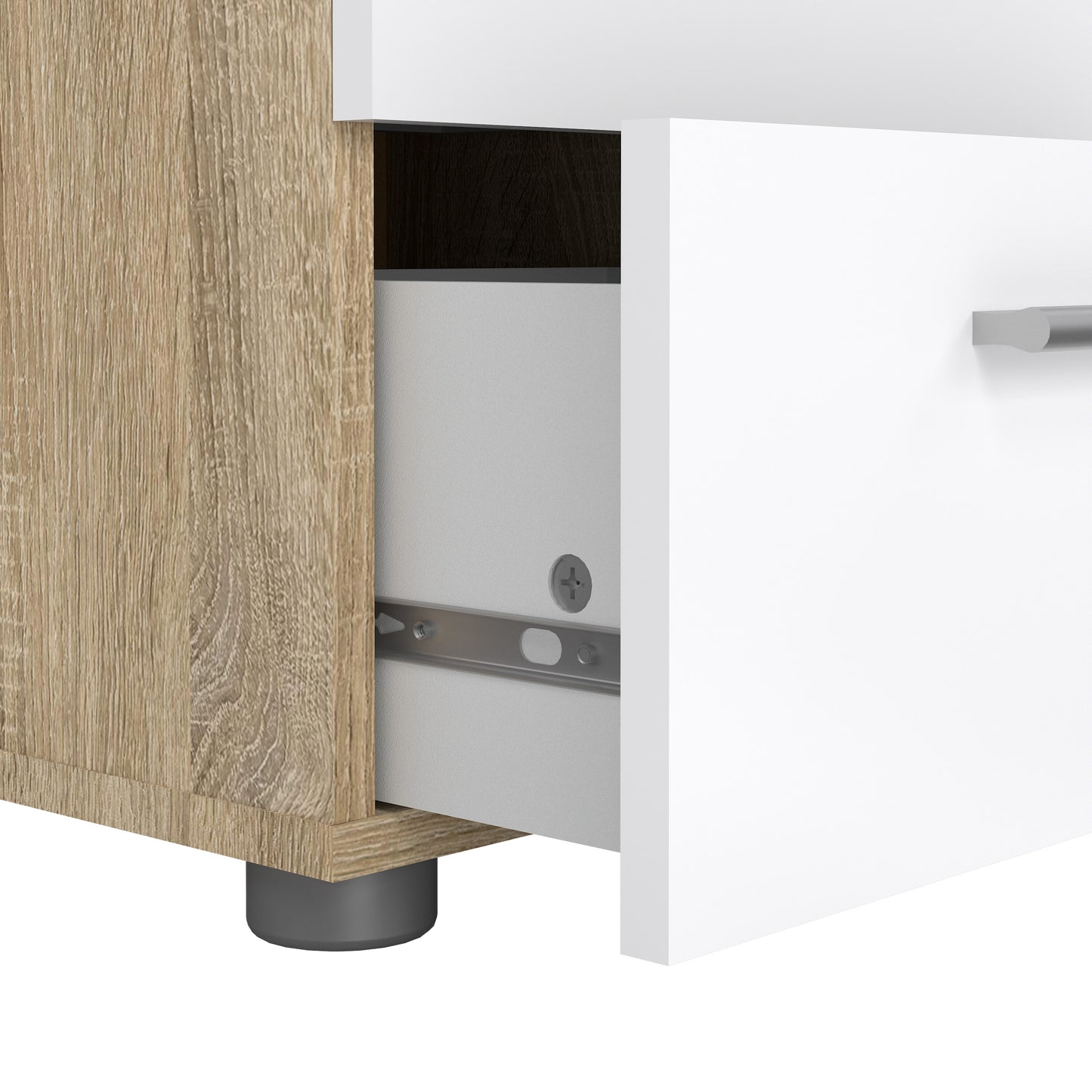 Pepe Bedside 2 Drawers in Oak structure/White High Gloss