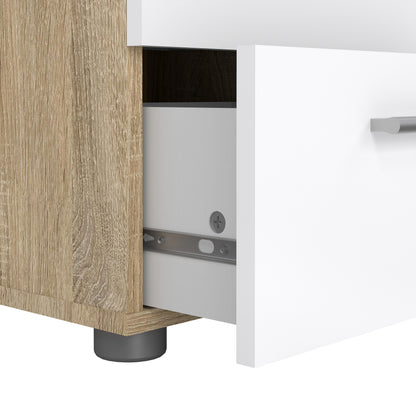 Pepe Bedside 2 Drawers in Oak structure/White High Gloss