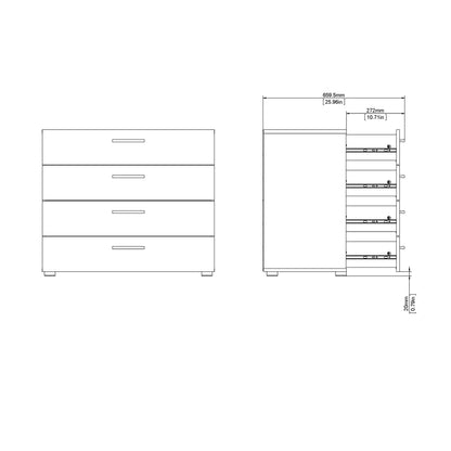 Pepe Chest of 4 Drawers in Oak with White High Gloss