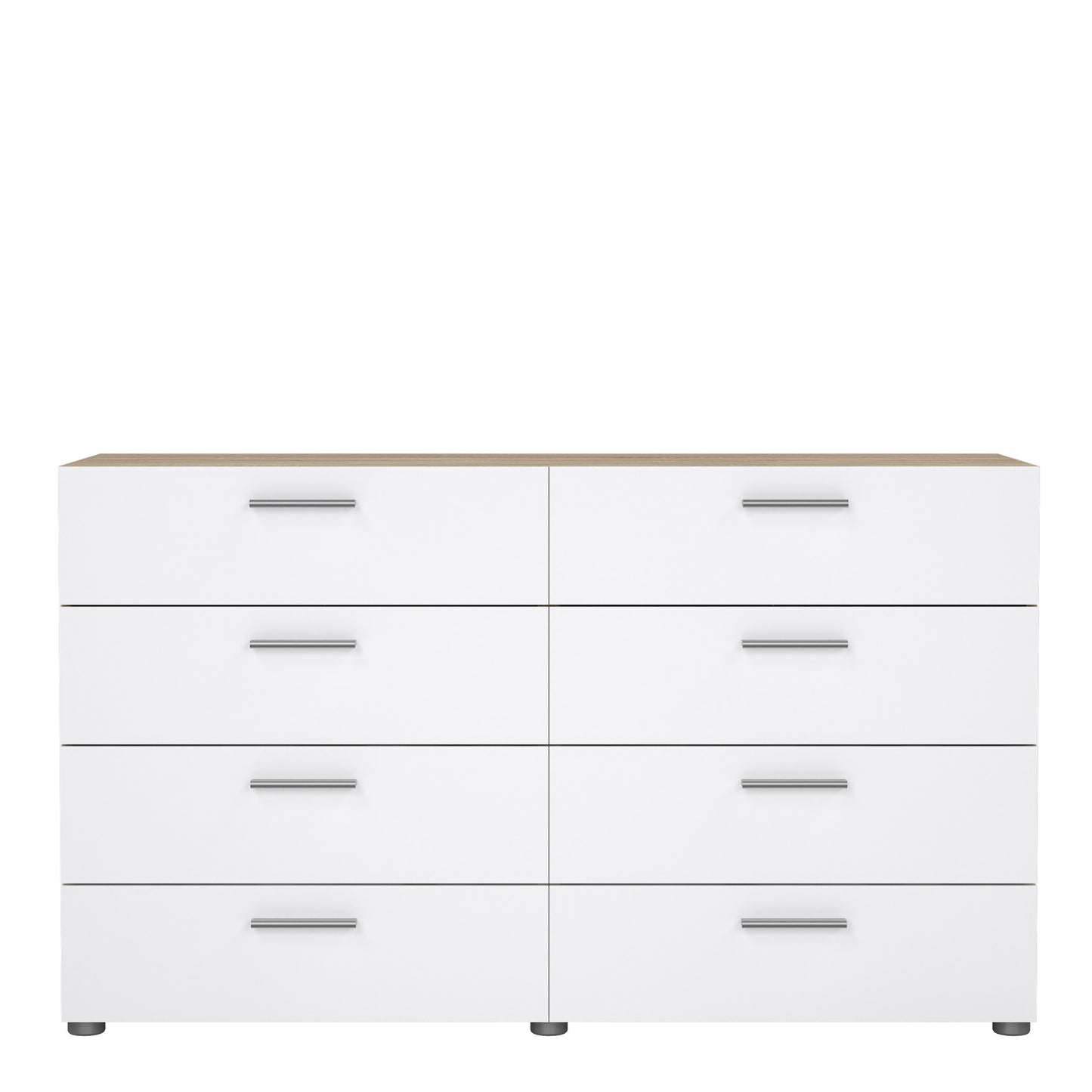 Pepe Wide Chest of 8 Drawers (4+4) in Oak structure/White High Gloss