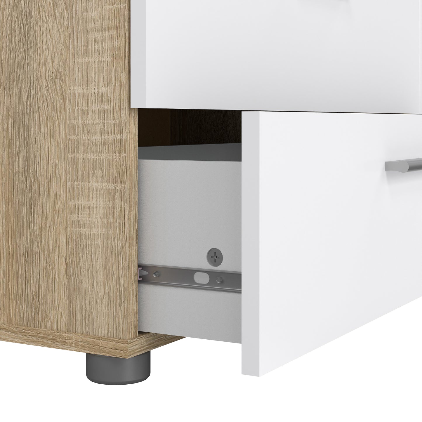 Pepe Wide Chest of 8 Drawers (4+4) in Oak structure/White High Gloss